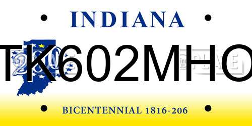 TK602MHO Indiana License Plate