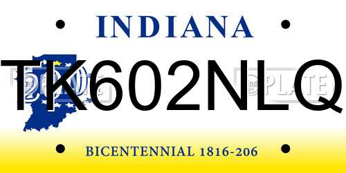 TK602NLQ Indiana License Plate