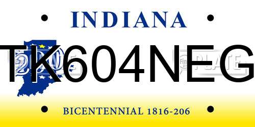 TK604NEG Indiana License Plate
