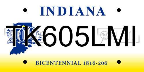 TK605LMI Indiana License Plate