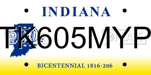 TK605MYP Indiana License Plate