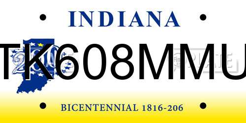 TK608MMU Indiana License Plate