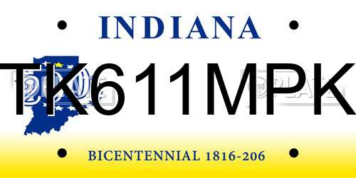 TK611MPK Indiana License Plate