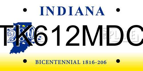 TK612MDC Indiana License Plate