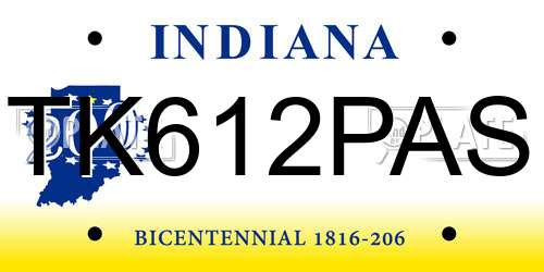 TK612PAS Indiana License Plate