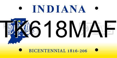 TK618MAF Indiana License Plate