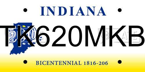 TK620MKB Indiana License Plate