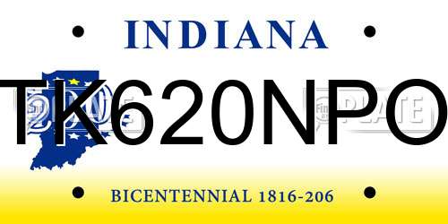 TK620NPO Indiana License Plate