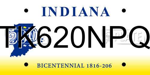 TK620NPQ Indiana License Plate