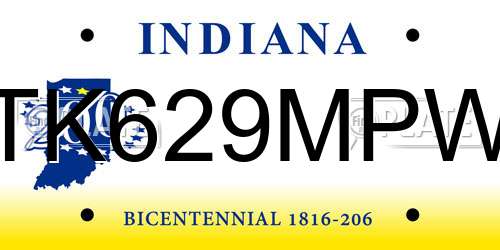 TK629MPW Indiana License Plate