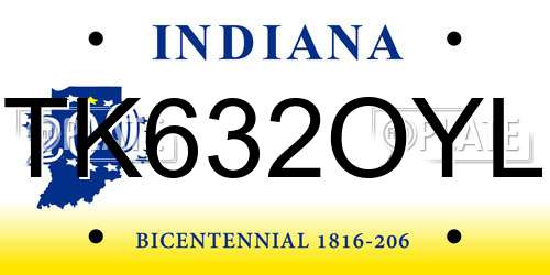 TK632OYL Indiana License Plate