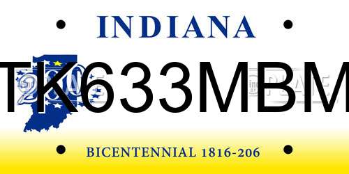 TK633MBM Indiana License Plate