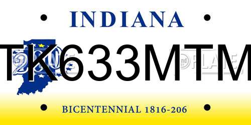 TK633MTM Indiana License Plate