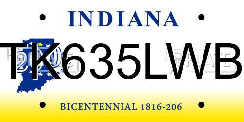TK635LWB Indiana License Plate