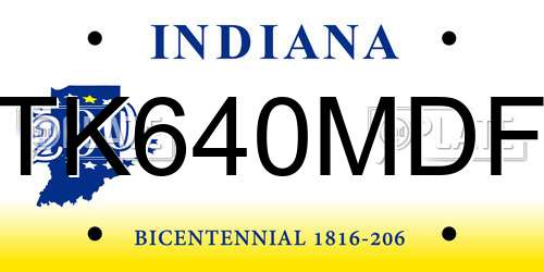 TK640MDF Indiana License Plate