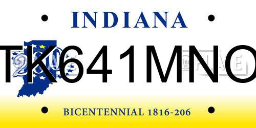 TK641MNO Indiana License Plate