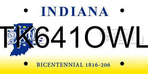 TK641OWL Indiana License Plate