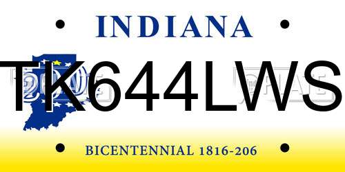 TK644LWS Indiana License Plate
