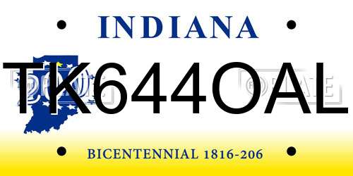TK644OAL Indiana License Plate