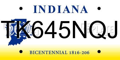 TK645NQJ Indiana License Plate