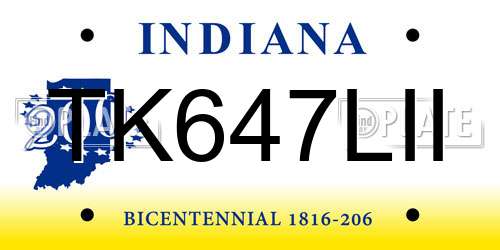 TK647LII Indiana License Plate