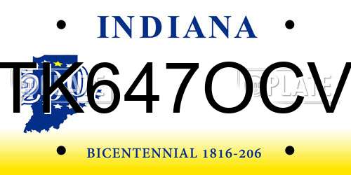 TK647OCV Indiana License Plate