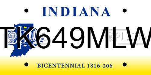 TK649MLW Indiana License Plate