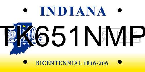 TK651NMP Indiana License Plate