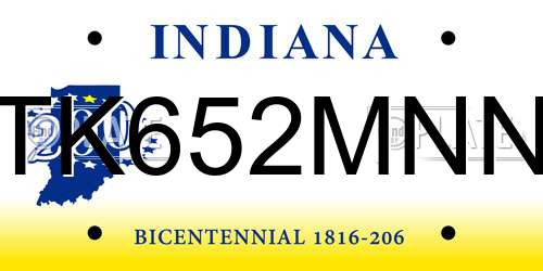 TK652MNN Indiana License Plate