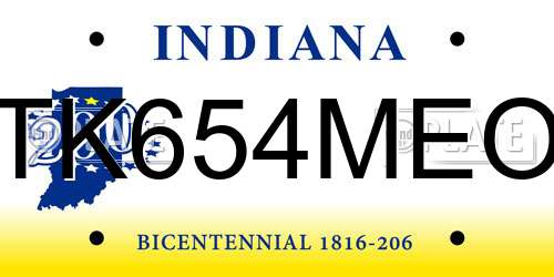 TK654MEO Indiana License Plate
