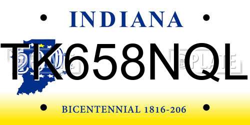 TK658NQL Indiana License Plate