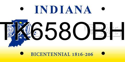 TK658OBH Indiana License Plate