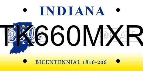TK660MXR Indiana License Plate