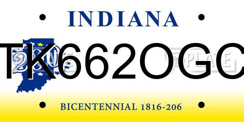 TK662OGC Indiana License Plate