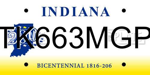TK663MGP Indiana License Plate