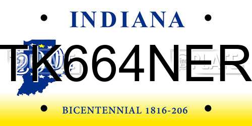 TK664NER Indiana License Plate
