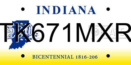 TK671MXR Indiana License Plate