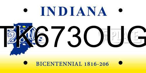 TK673OUG Indiana License Plate