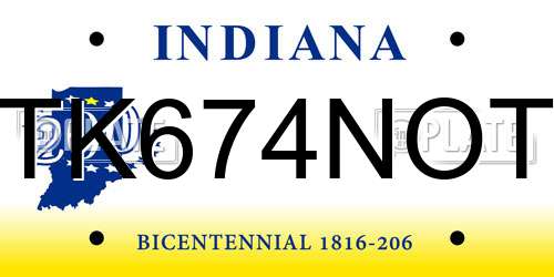 TK674NOT Indiana License Plate