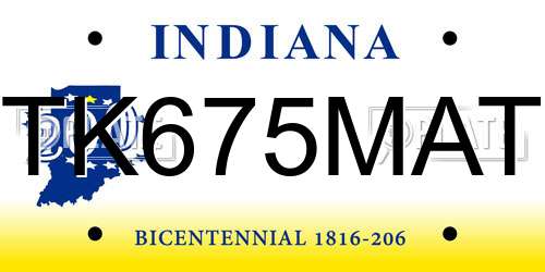 TK675MAT Indiana License Plate