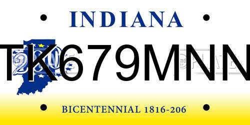 TK679MNN Indiana License Plate