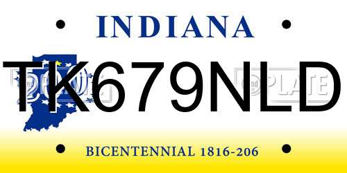 TK679NLD Indiana License Plate
