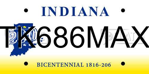TK686MAX Indiana License Plate