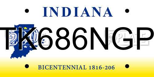 TK686NGP Indiana License Plate