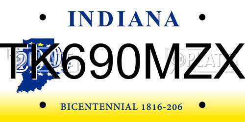 TK690MZX Indiana License Plate