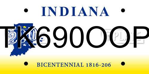 TK690OOP Indiana License Plate