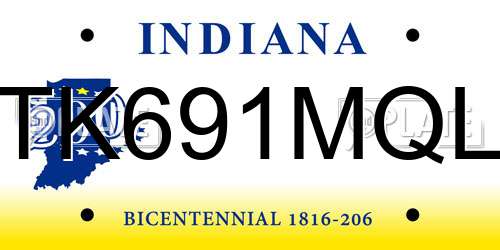 TK691MQL Indiana License Plate