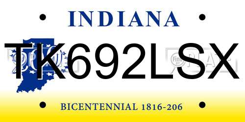 TK692LSX Indiana License Plate