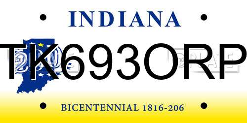 TK693ORP Indiana License Plate