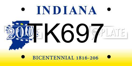 TK697 Indiana License Plate